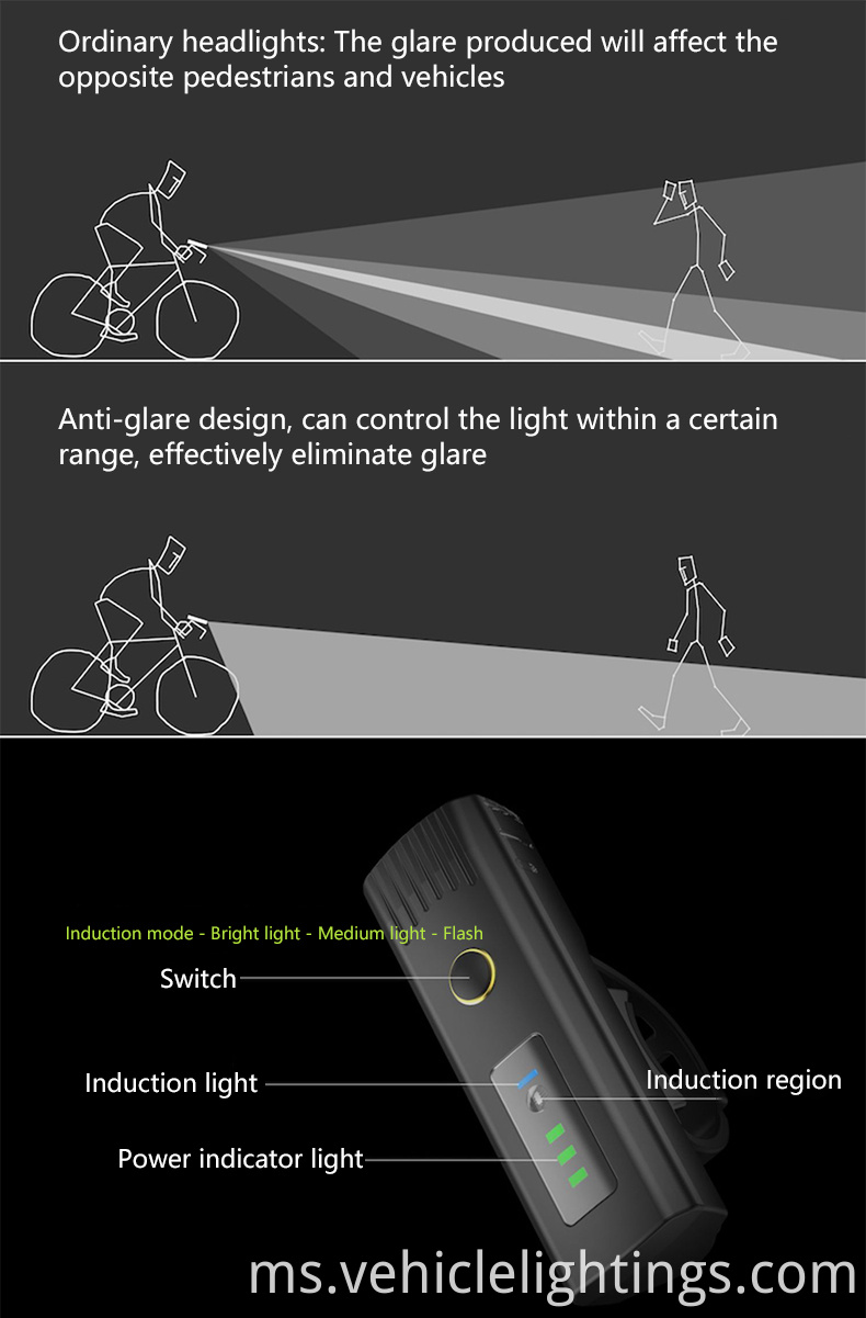 2023 Jualan Panas Jenis-C Bike Lampu Bike yang Boleh Dipulihkan Kepala Basikal dan Cahaya Keselamatan Basikal yang Boleh Diisi Cahyut Ekor